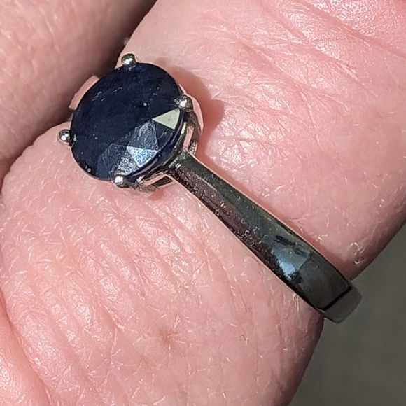 925 Sterling Silver Sapphire Ring larger than a 7 - Picture 3 of 10